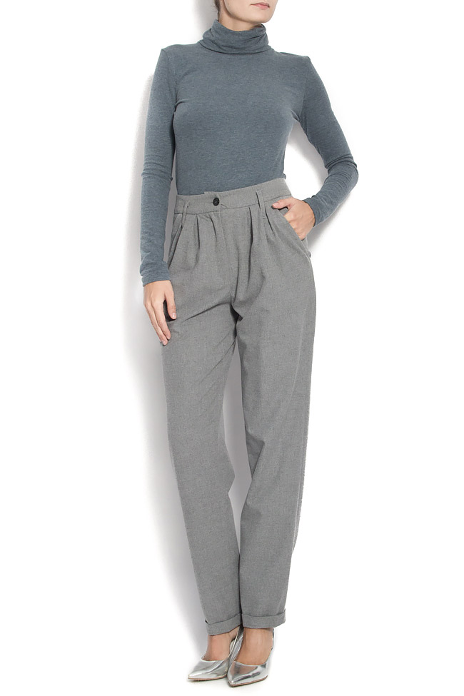 PIERCE wool-blend and cashmere pants Framboise image 0
