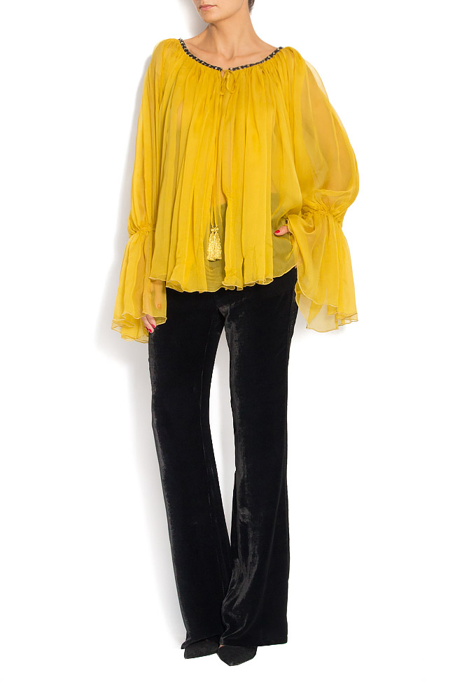 Tasseled silk-crepon blouse Izabela Mandoiu image 0