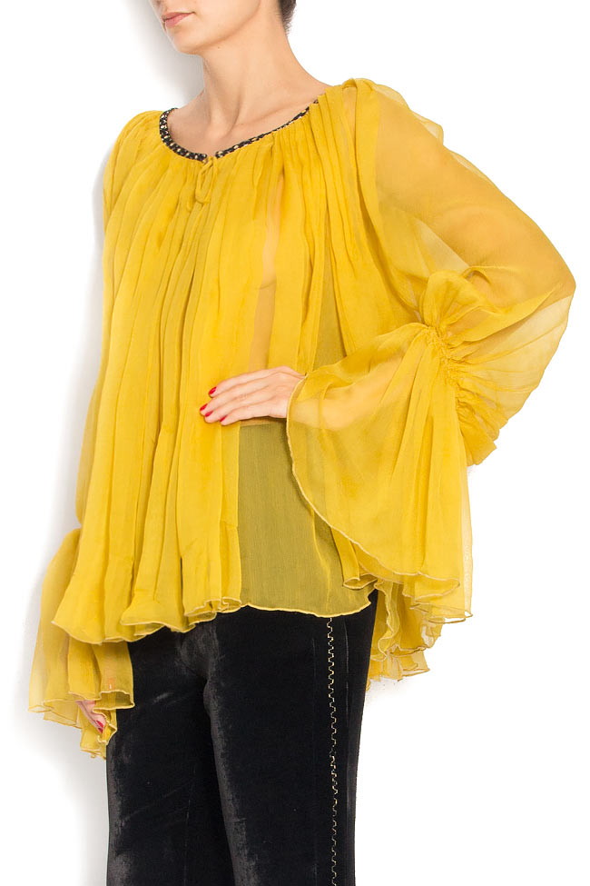 Tasseled silk-crepon blouse Izabela Mandoiu image 1