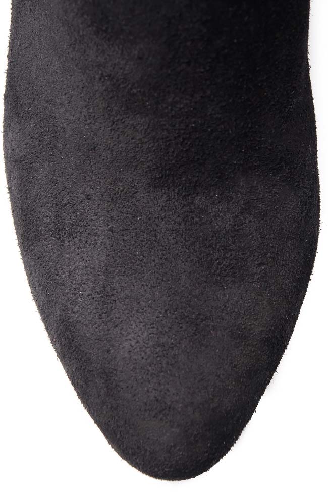 Bottes hauteur genoux en daim noir à franges Ana Kaloni image 3