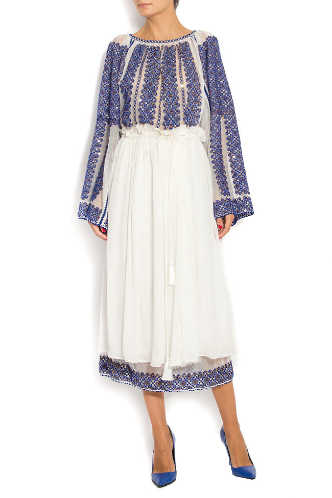  Jersey and veil dress with traditional hand-embroidery Izabela Mandoiu image 0