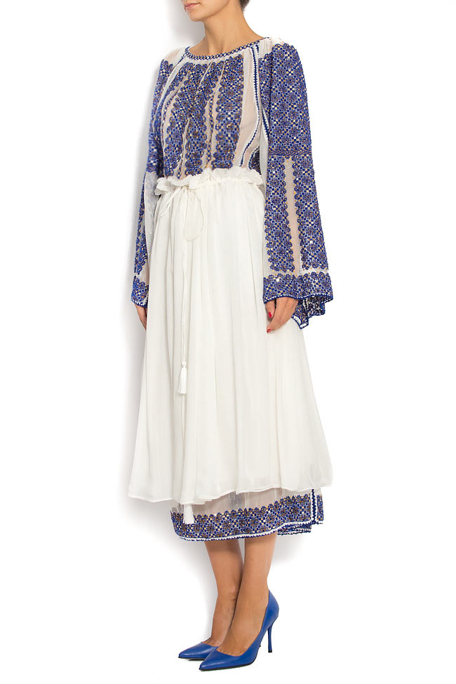  Jersey and veil dress with traditional hand-embroidery Izabela Mandoiu image 1