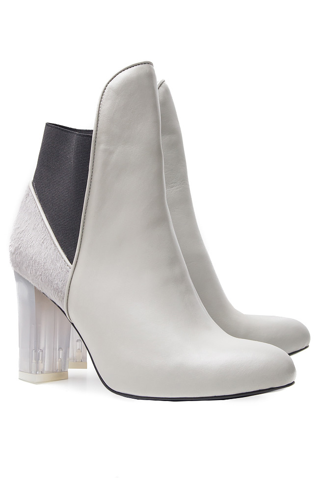 Fur-trimmed leather ankle boots Ana Kaloni image 1