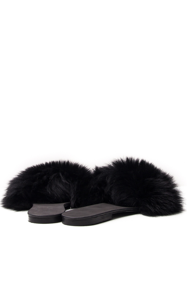 Leather and fox-fur slides Mihaela Gheorghe image 2