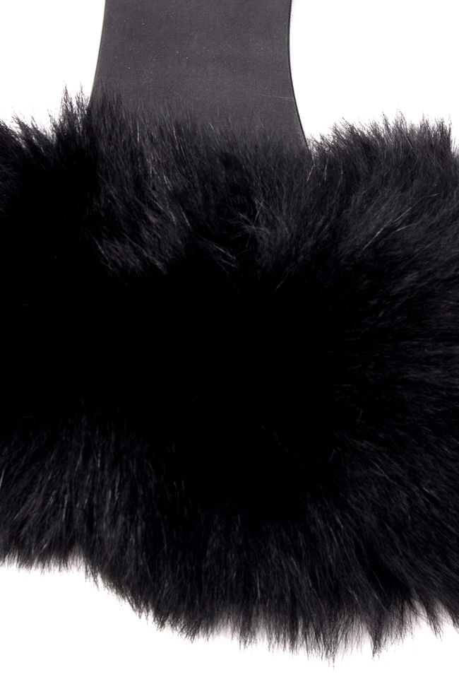Leather and fox-fur slides Mihaela Gheorghe image 3