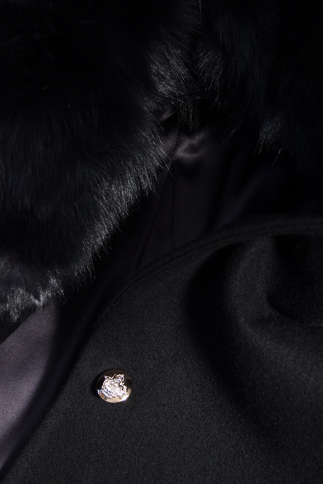 Manteau en laine et cachemire, col en fourrure Manuri image 4