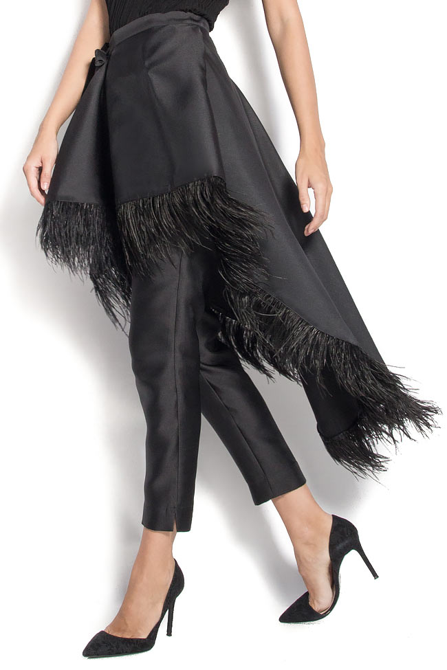 Feather-trimmed taffeta skirt Atelier Jaisse image 1
