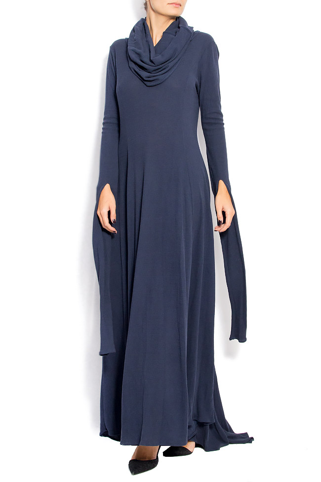 Cotton-blend maxi dress with collar Dorin Negrau image 0