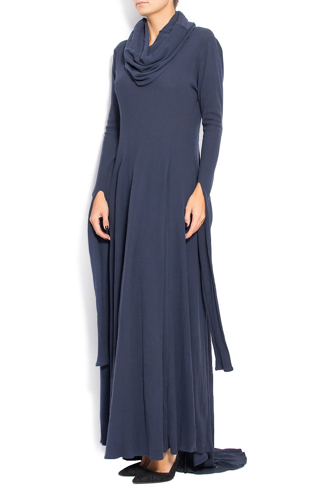 Cotton-blend maxi dress with collar Dorin Negrau image 1