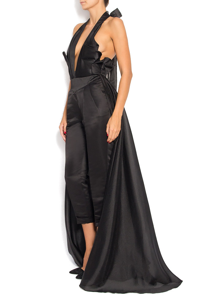 Combinaison noire en jacquard avec jupe en organza R'Ias Couture image 1