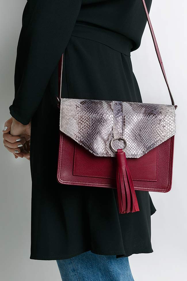 Mini Snake printed leather shoulder bag Sophie Handbags by Andra Paduraru image 4