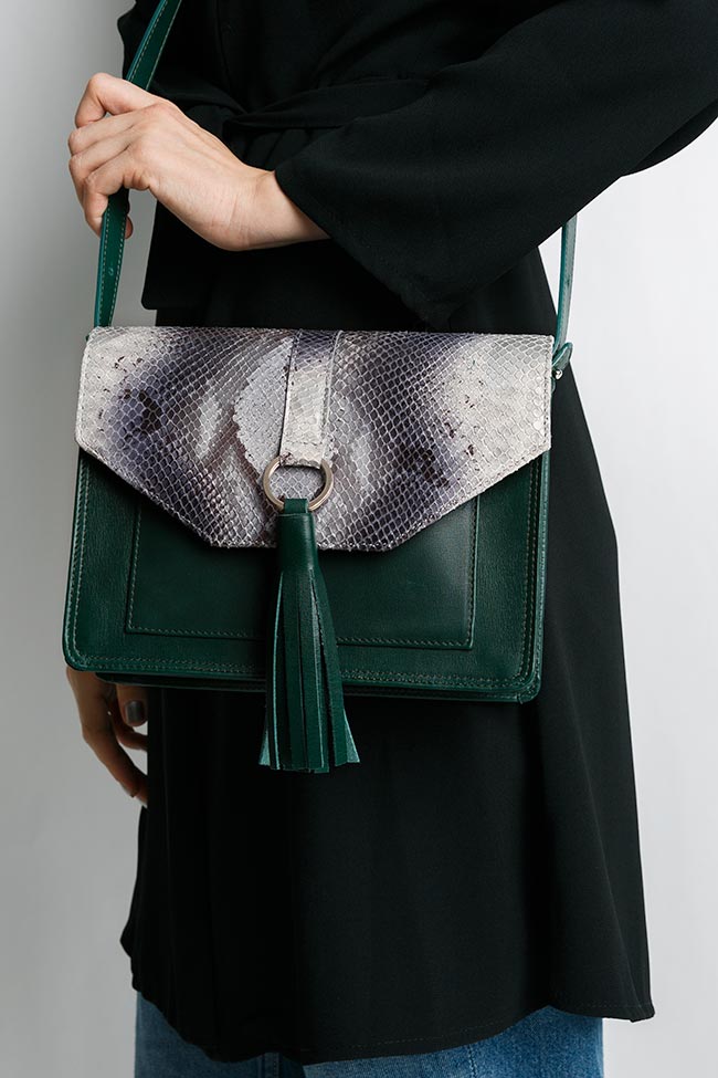 Mini Snake printed leather shoulder bag Sophie Handbags by Andra Paduraru image 4
