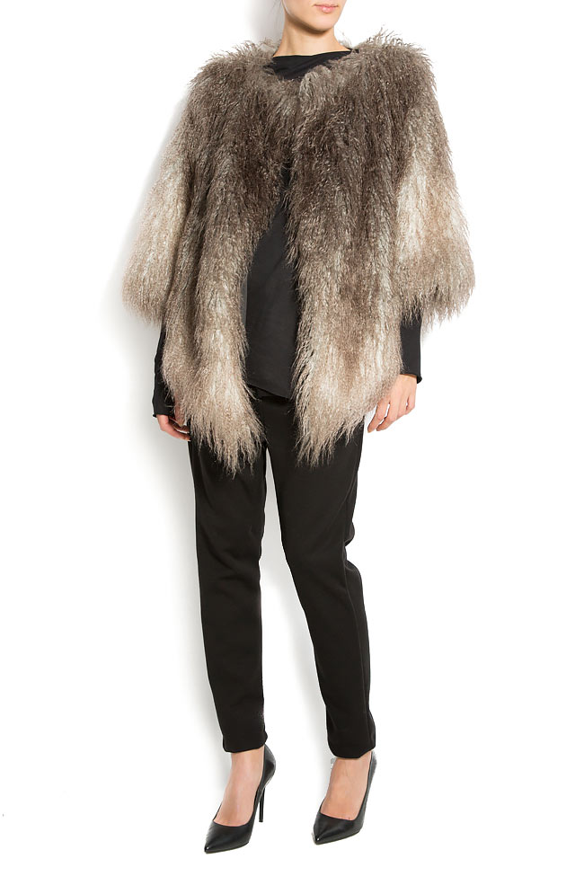 Asymmetric faux-fur jacket with faux-leather insertions Studio Cabal image 0