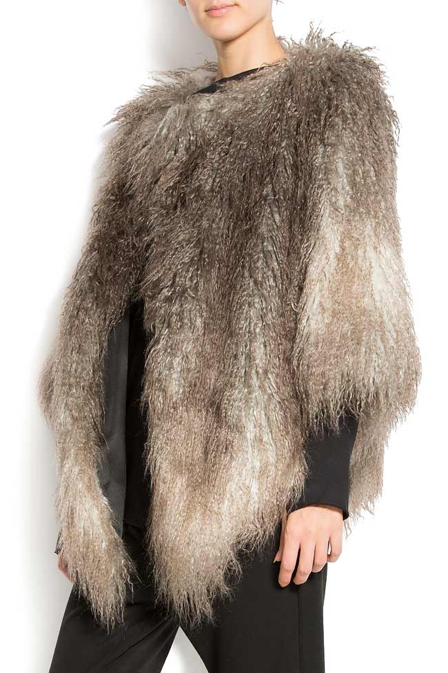 Asymmetric faux-fur jacket with faux-leather insertions Studio Cabal image 1