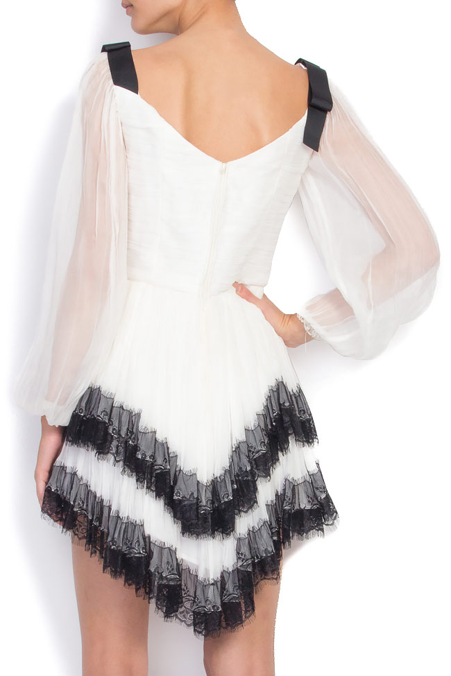 Mini silk dress with lace insertions Maia Ratiu image 2