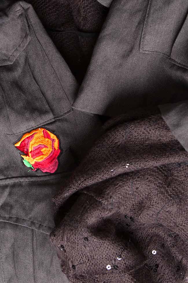 Jacheta din stofa si amestec de lana cu insertie din tricot Dinasty Studio Cabal imagine 3