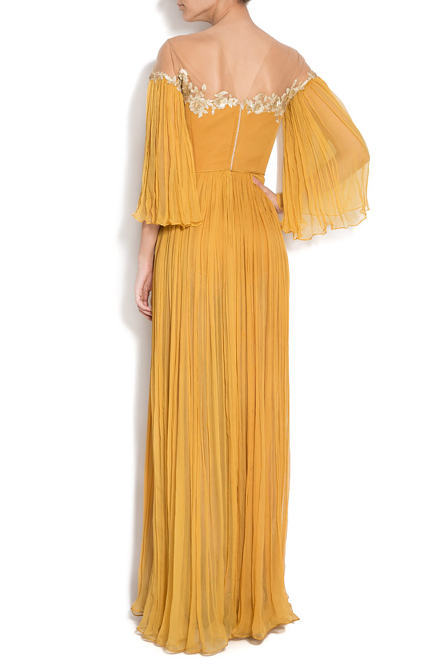 Crepe maxi dress with golden applications Nicole Enea image 2