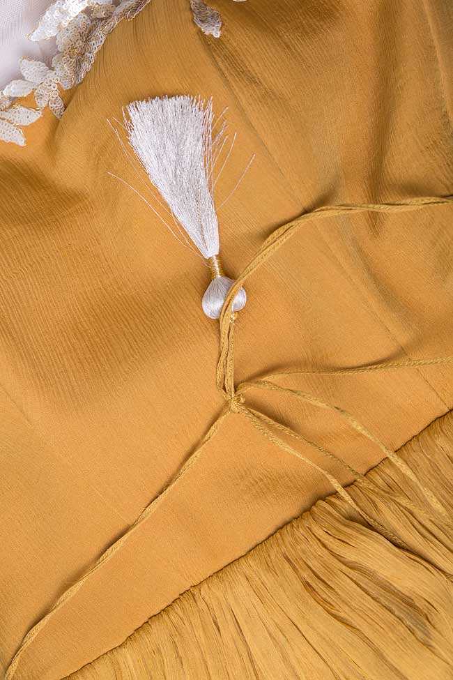 Rochie maxi din crep cu ciucuri SIMPLICITY Nicole Enea imagine 3
