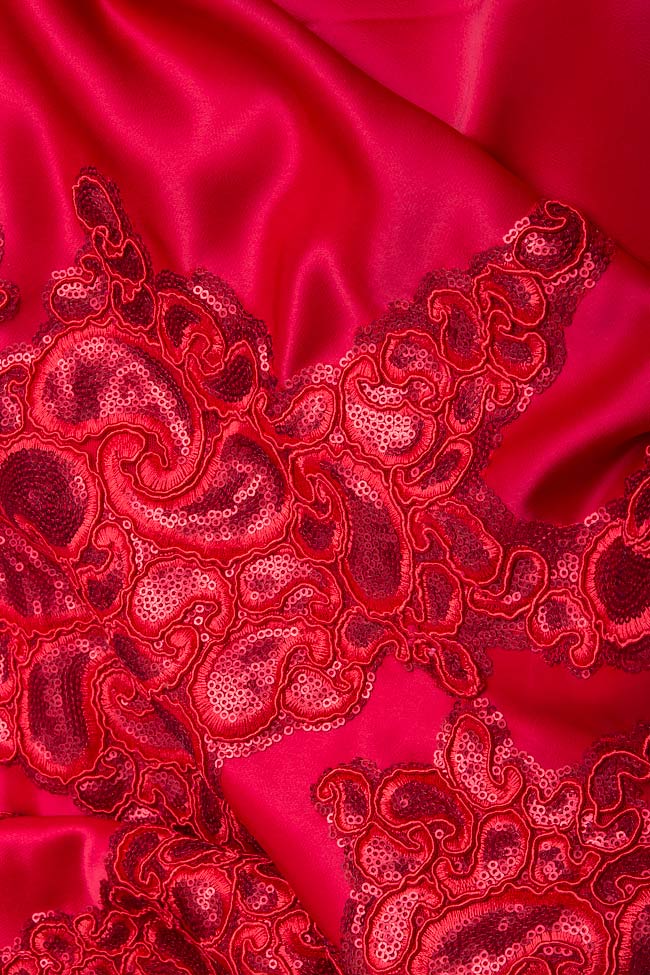 Rochie maxi din matase naturala cu aplicatii si decupaje Alexievici Couture imagine 4
