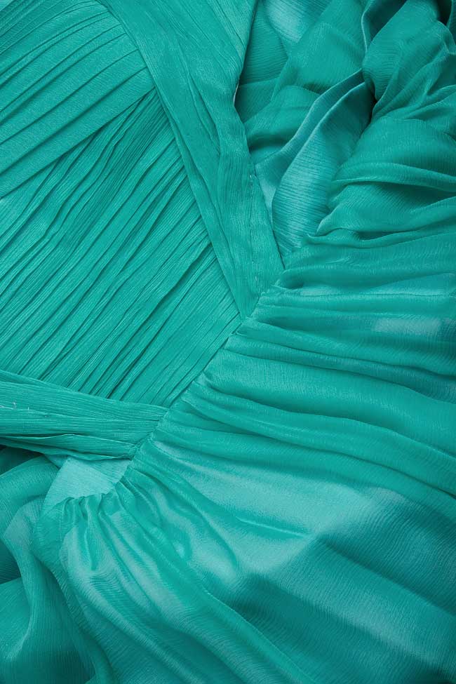 Rochie maxi din matase naturala cu fronseuri Alexievici Couture imagine 3