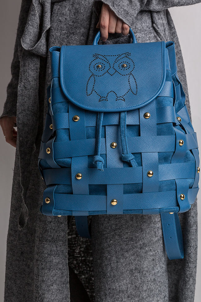 Blue leather backpack Wisdom Backpack by Blanche image 4
