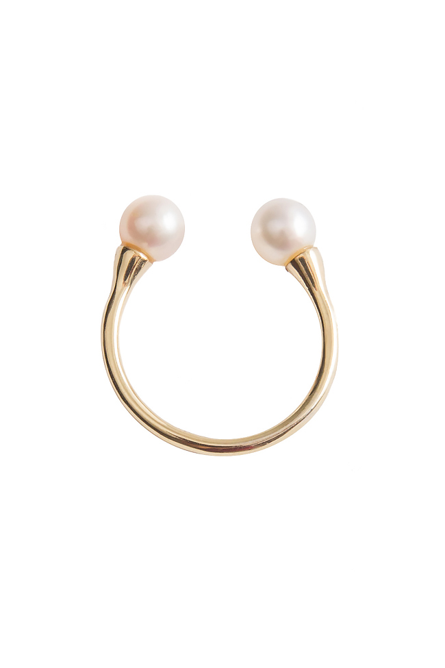 DOUBLE PEARL 14-karat gold ring Minionette image 0