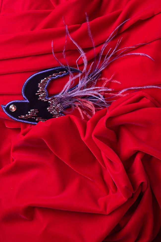Rochie maxi din catifea cu accesoriu detasabil in talie Mirela Diaconu  imagine 3