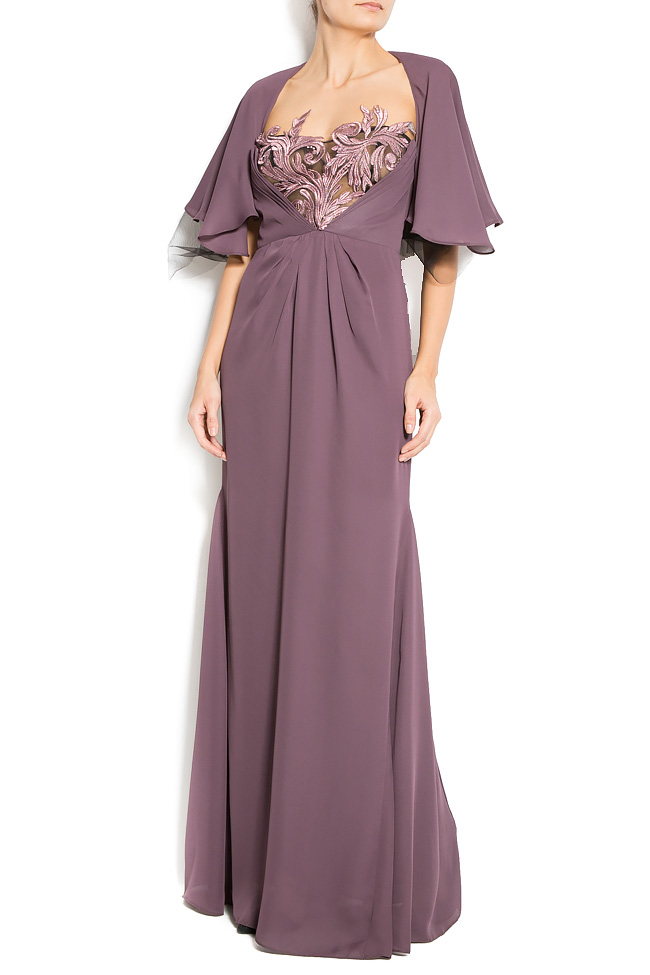 Veil maxi dress with cape-effect sleeves Simona Semen image 0