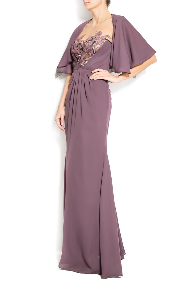 Veil maxi dress with cape-effect sleeves Simona Semen image 1