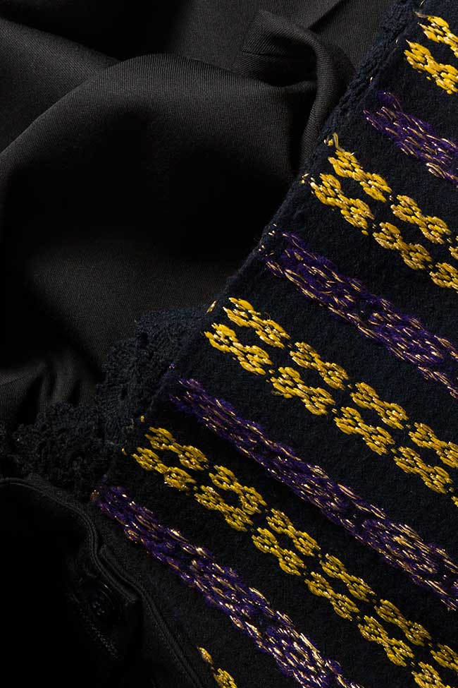 Pantaloni din stofa de lana cu catrinta traditionala romaneasca Izabela Mandoiu imagine 5