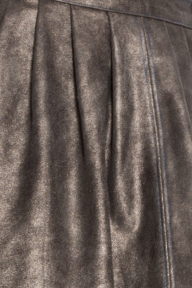 Metallic leather mini skirt A03 image 3