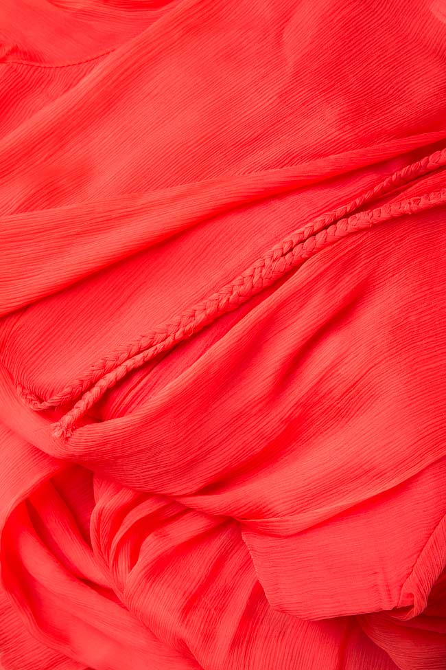 Robe maxi en voile de soie créponnée avec col écharpes Mirela Diaconu  image 3