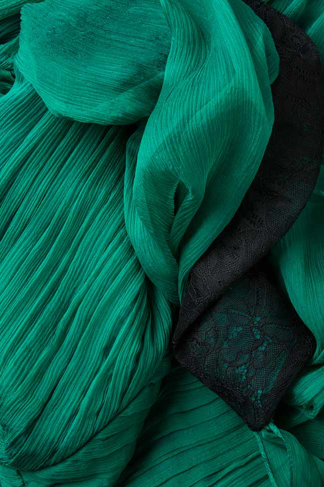 Silk-chiffon dress with lace insertions Mirela Diaconu  image 3