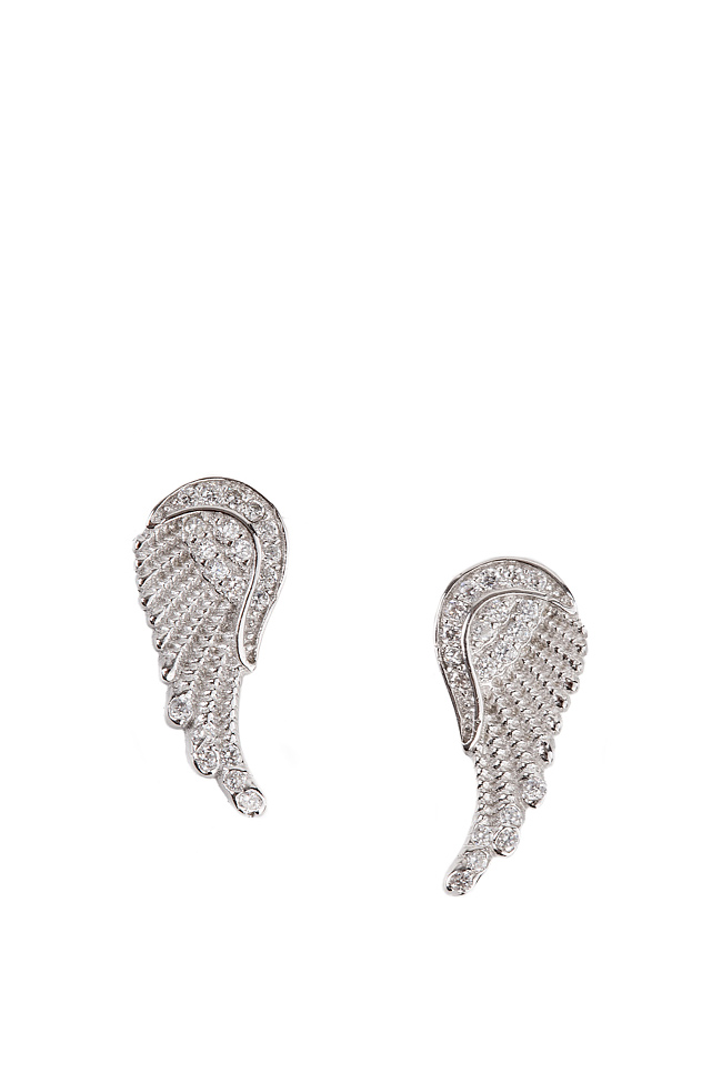 Winter Angels silver earrings Obsidian image 0