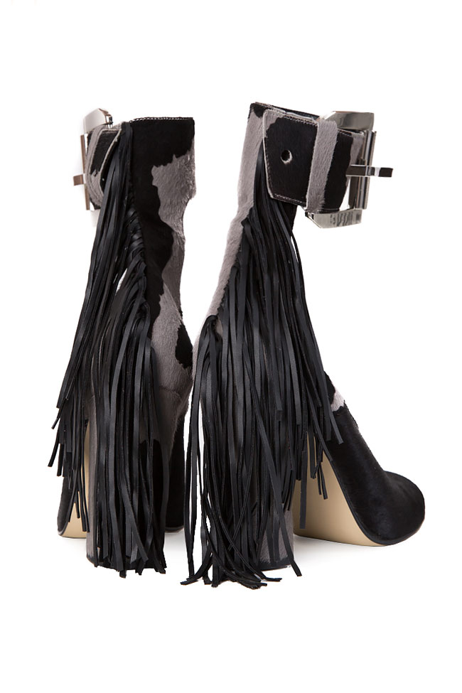 Pony fur and leather fringed shoes Zenon image 2