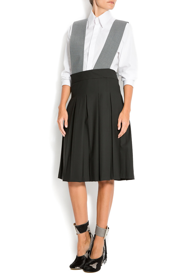 Strap suspenders cotton-blend pleated skirt Reprobable image 0