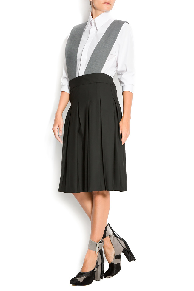 Strap suspenders cotton-blend pleated skirt Reprobable image 1
