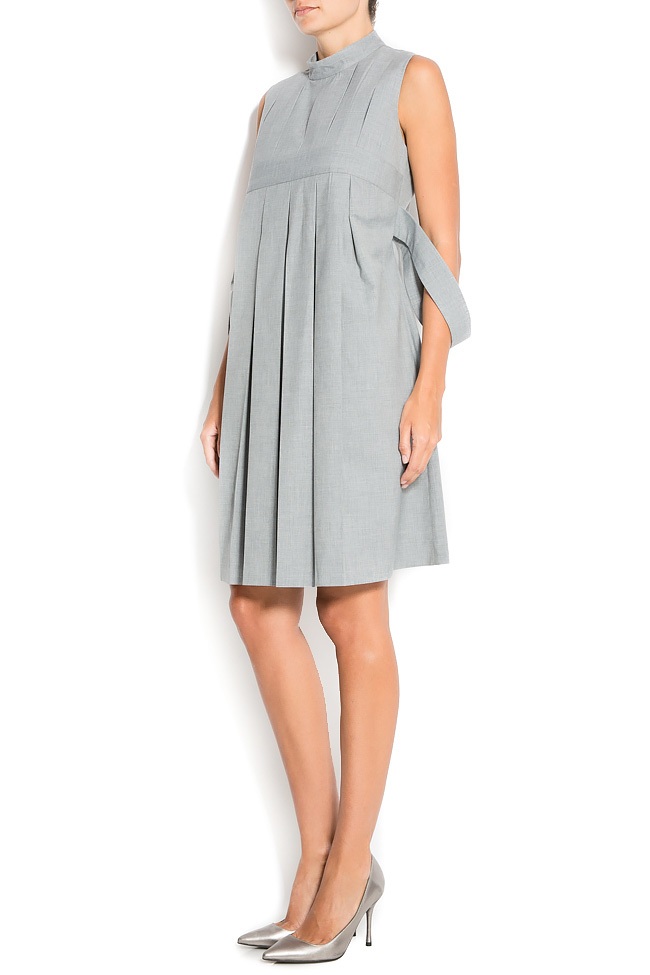Off-the-shoulder pleated cotton dress Reprobable image 1