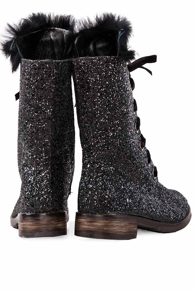 Sequined leather black boots Ana Kaloni image 2