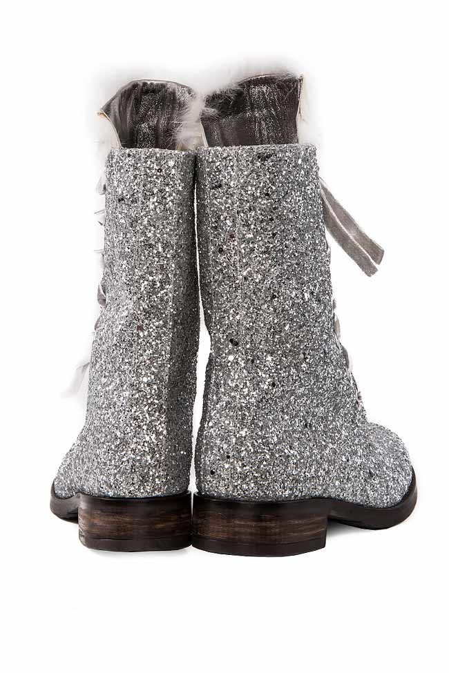 Sequined leather silver boots Ana Kaloni image 2