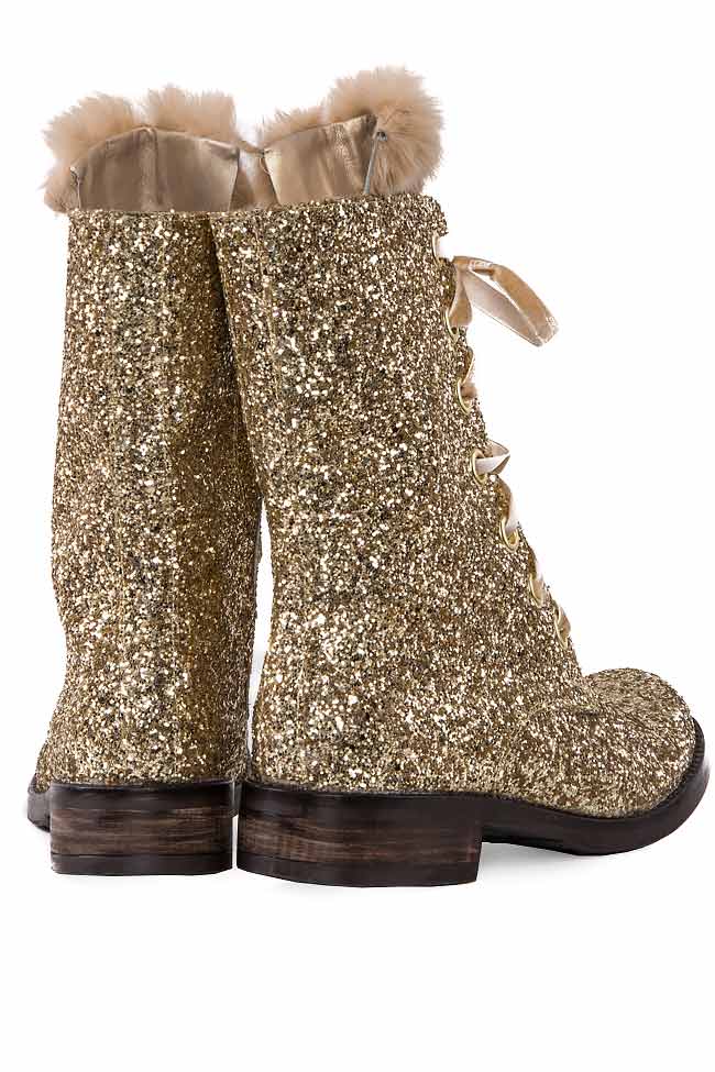 Sequined leather golden boots Ana Kaloni image 2