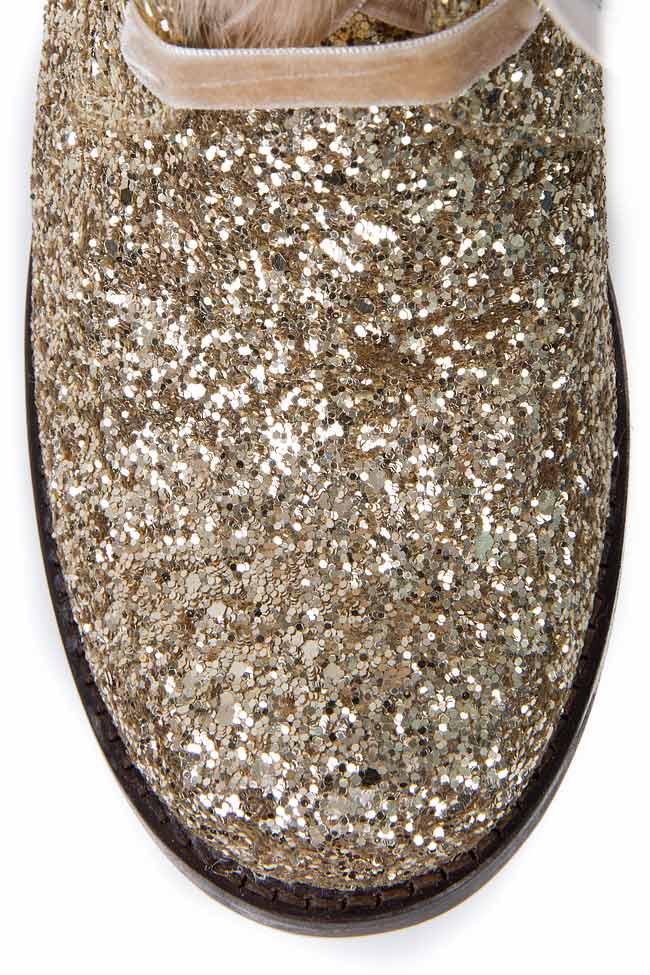 Sequined leather golden boots Ana Kaloni image 3
