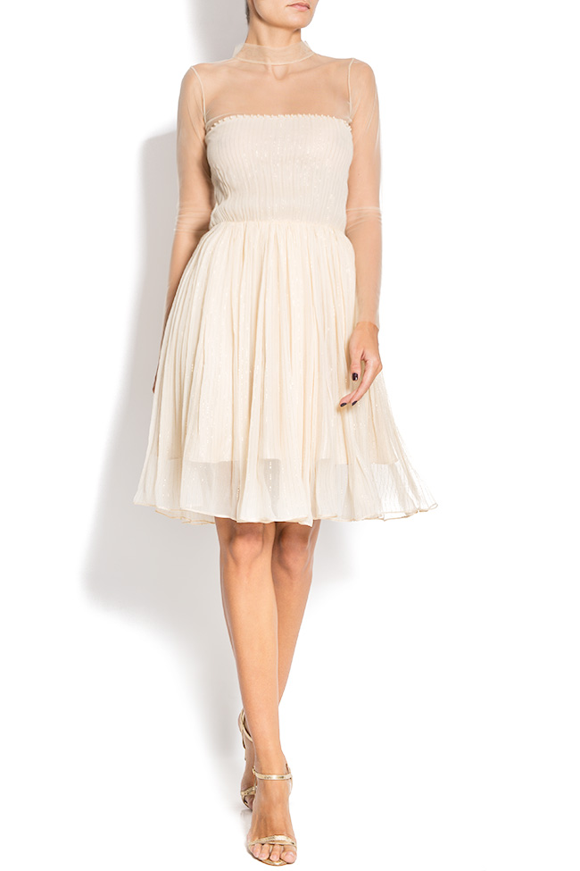 Silk midi dress with pearl applications Aureliana image 0