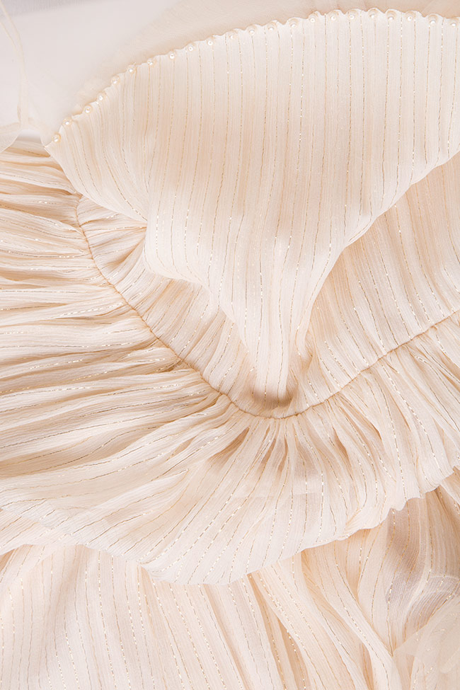 Silk midi dress with pearl applications Aureliana image 3