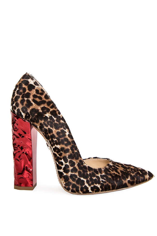 Pantofi din blana naturala cu imprimeu de leopard MARBLE Mihai Albu imagine 0