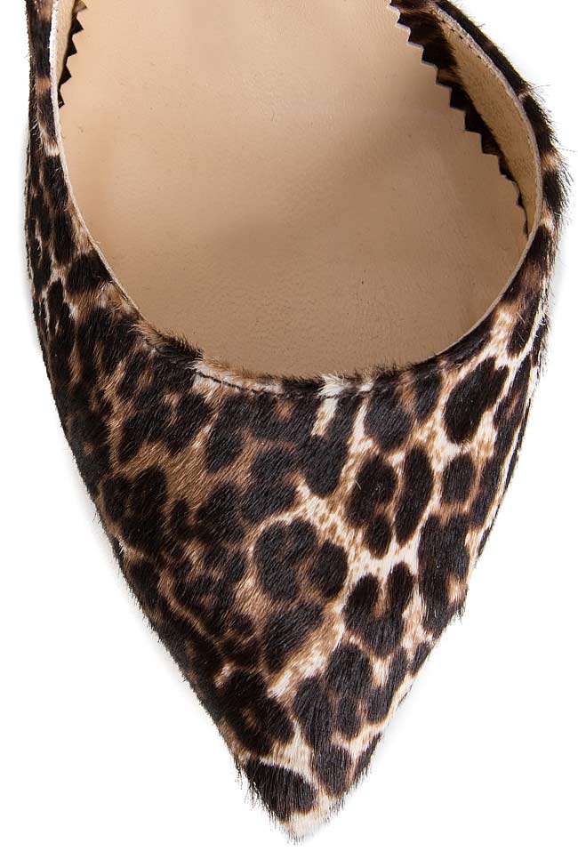 Pantofi din blana naturala cu imprimeu de leopard MARBLE Mihai Albu imagine 3