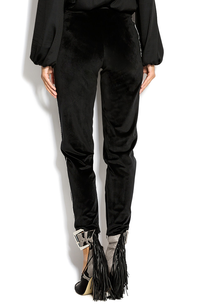Grosgrain-trimmed velvet pants Zenon image 2