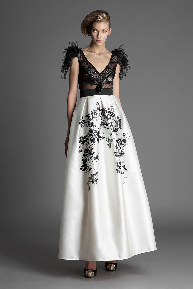 Hand-embellished printed silk gown Elena Perseil image 3
