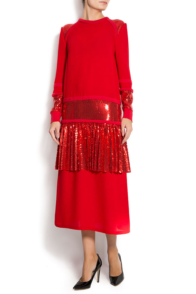 THE RED embellished ruffled crepe midi dress ATU Body Couture image 0