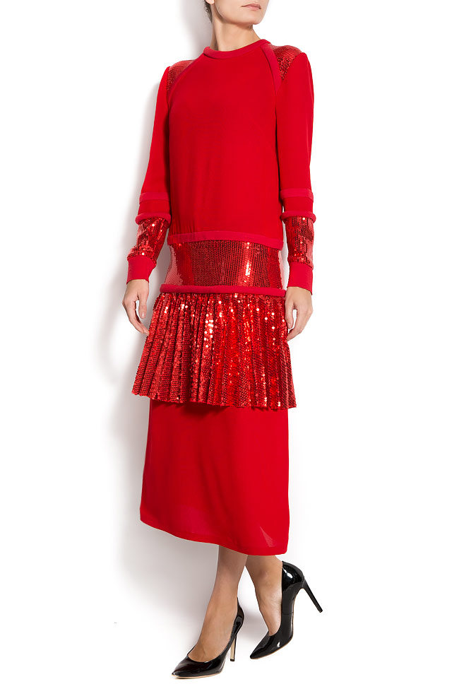 THE RED embellished ruffled crepe midi dress ATU Body Couture image 1